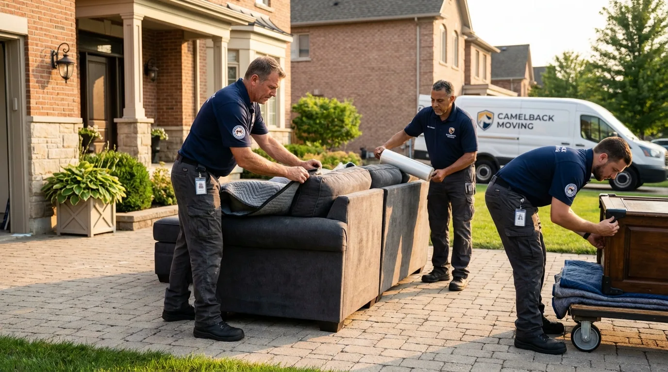 Large estate moving crew wrapping furniture in Blanchard, OK