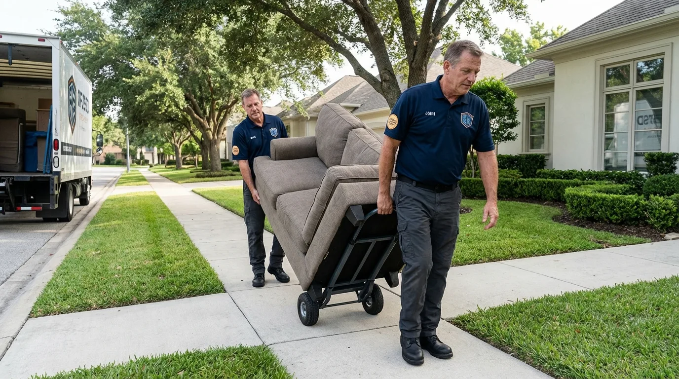 Local residential moving crew loading furniture in Blanchard, OK