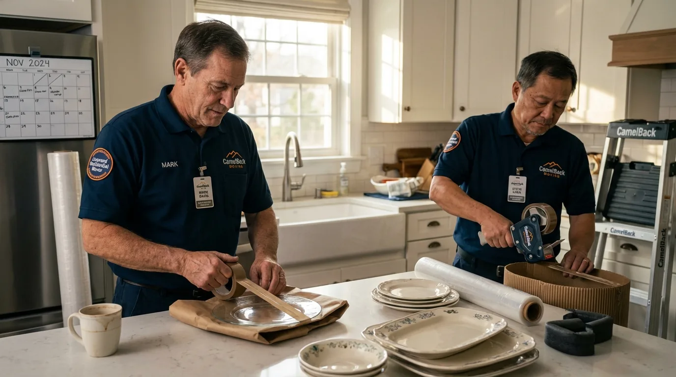 Professional crew packing kitchen dishware in Blanchard, OK